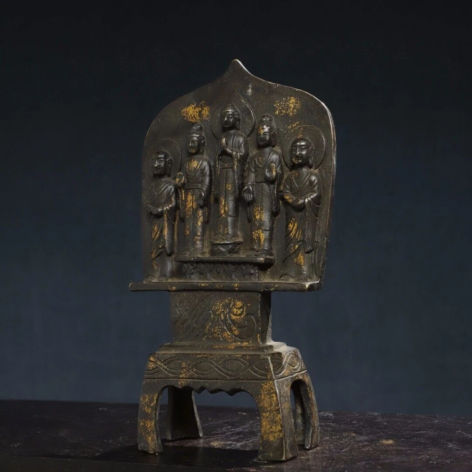 Rare Old Tibet Bronze Buddhism Five Buddhas Shakyamuni statues - Image 4 of 4