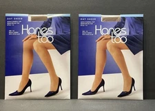 NEW! 2 Pair HANES TOO Pantyhose Day Sheer Style 116 Sz CD MED Barely There VTG