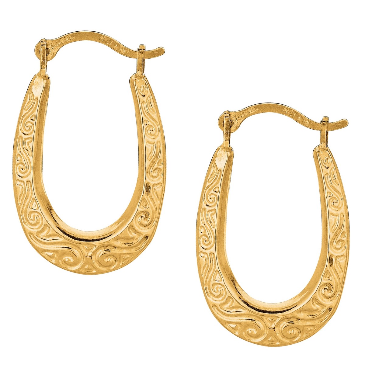[APROPOS] 韓国☆10K Gold☆Sparkling Wave 3 Earrings 10k Yellow Gold Shiny Swirl Design Oval Hoop Earrings