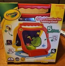 Crayola 5098 5-in-1 Plastic Tabletop Easel 5 Different Drawing Boards Foldable