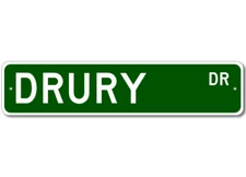 Drury Drive Street Sign Personalized Custom Last Name Metal Sign - Aluminum