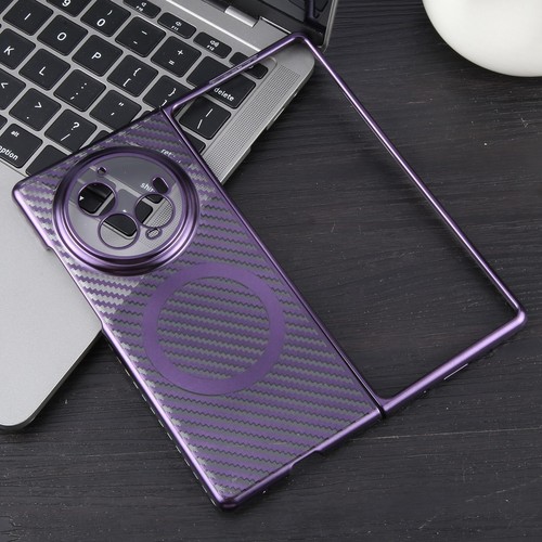 For vivo X Fold3 Pro 6D Plated Carbon Fiber Clear Magsafe PC Phone Case cover - Photo 2 sur 2