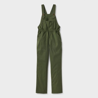 Duluth Trading Women's Hempstop Pull-On Bib Overalls Deep Sage NWTs