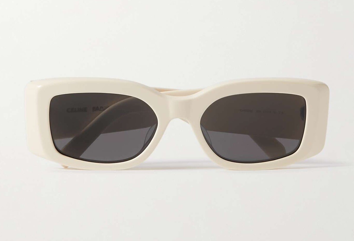 サングラス Celine Sunglasses CL40282U White Square Triumph Asian Fit Celine CL40282U Ivory White Triomphe XL Sunglasses