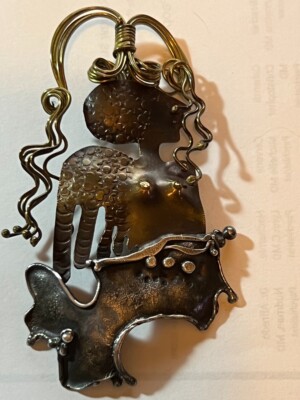 CATHLEEN McLAIN ARTIST MASTERPIECE LORELEI PENDANT STERLING COPPER FREE SHIP