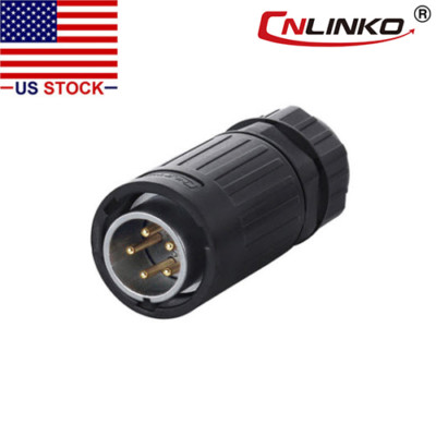 CNLINKO 5 Pin Power Signal Rundstecker Stecker Außen Wasserdicht IP67