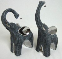 1 Deko-Elefant Anthrazit-Silber Matt-GläNzend Sortiert, Ca. 22,0 X 7,0 X 25,0 Cm