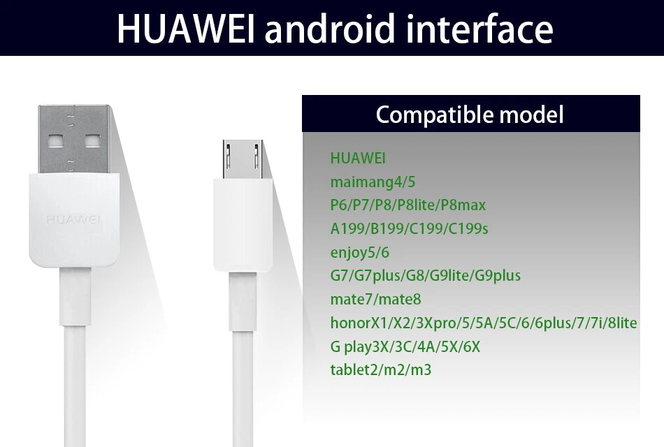 Línea de datos de sincronización de cable micro USB original Huawei para P10 Lite P8 Lite MATE 7/8 Y6 Foto 4 de 4
