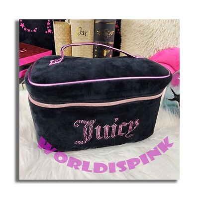 💕 Juicy Couture Black Velvet Train Case Travel Toiletry Signature