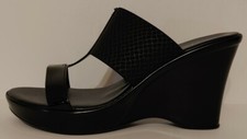 NEW  Contesa Black Wedge Sandals 3" Wedge Heels Size 9W US 39W EUR