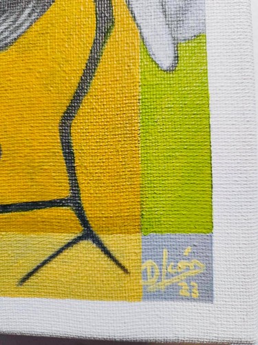 Acrylic and Graphite Paint on Canvas "El Ave y La Flor" By Dairon Leon-Signed - Picture 7 of 10