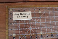 STAMPA ROSA Wood Rubber Stamp SORRY THIS BIRTHDAY WISH IS TART-Y Belated Wishes