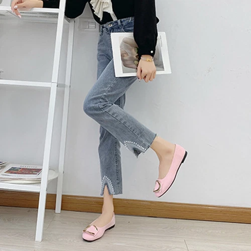 Women Flats Slip On Flat Shoes Formal Ladies Square Toe Classic Pumps Buckle - Bild 94 von 113