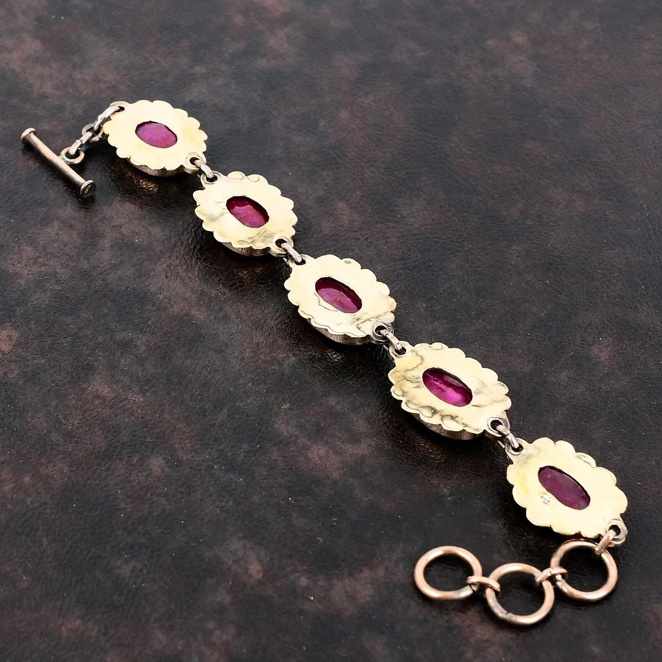 Pulsera de piedras preciosas ajustable hecha a mano alambre de cobre envuelto vacaciones 6,0" Foto 3 de 4