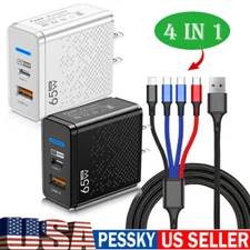 Multi Charging Cable 4 in 1 Multiple USB Fast Charger For iPhone Type C Micro