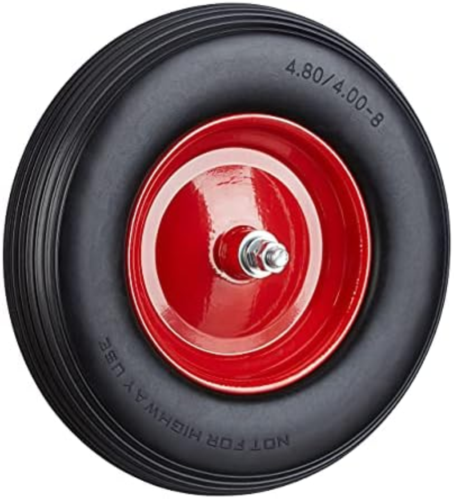 Relaxdays Ruota per Carriola Gomma Piena con Asse 4.80 4.00-8 di Ricambio, Caric