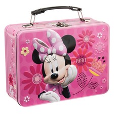 Disney Minnie Mouse Large Tin Tote Lunchbox Pink  FREE SHIPPING