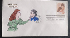 BLIND DEAF HELEN KELLER & TEACHER ANNE SULLIVAN 1980 HAND DRAWN CACHET FDC