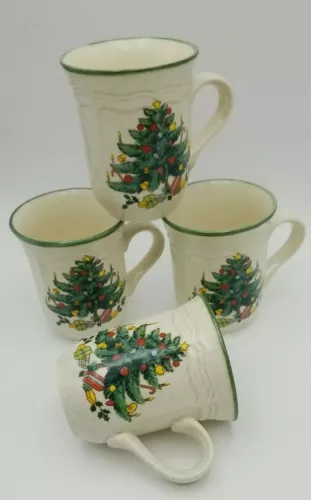 MIKASA 4 Vintage Coffee / Tea Mugs FESTIVE SEASON EB 451 Japan