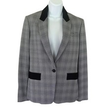 Rag Bone Rylie Plaid Blazer Black Multi Glen Check Wool Jacket Size 4