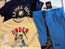 New Under Armour UA Boys Size Medium Shorts TShirts Outfit Set Lot Of 3 Baseball