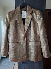 Damen Jacke Blazer Gold Glitzer Festlich Part...