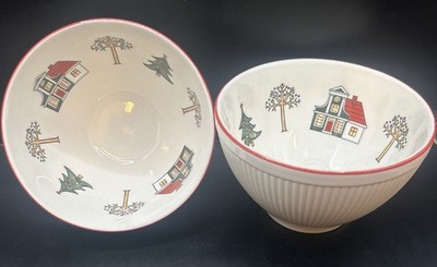 Wedgwood Windsor Christmas 2 Soup Cereal Bowls England 1759 Microwave Dishwasher