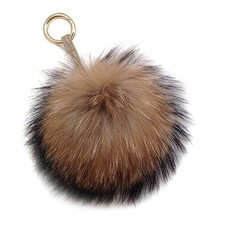 6" Large Fluffy Genuine Pom Pom Keychain Puffy Ball Car Keyring/Bag Purse Cha...