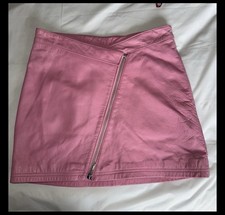 Vintage Maxima by Wilsons Leather Mini Skirt Rare V Front Zip Short Pink Size 4
