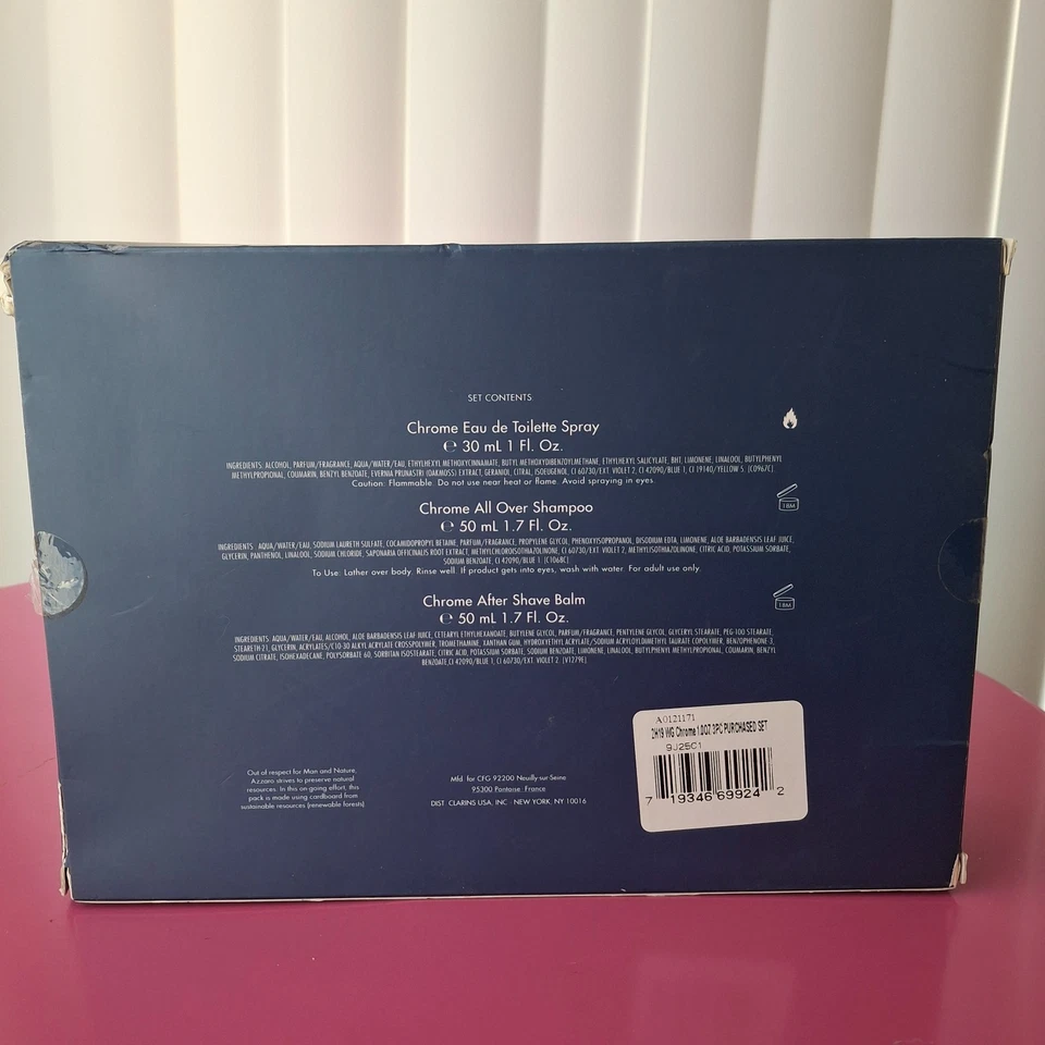 Juego de regalo para hombres AZZARO CHROME: spray EDT 1,0 oz/champú para todas partes/bálsamo para después del afeitado Foto 2 de 4