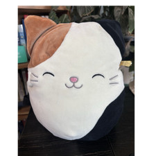 Squishmallows Cat Plush Backpack White Black Brown Medium Adjustable Strap
