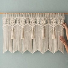Macrame Wall Hanging Boho Woven Tapestry Valance Window Kitchen Macrame Curta...