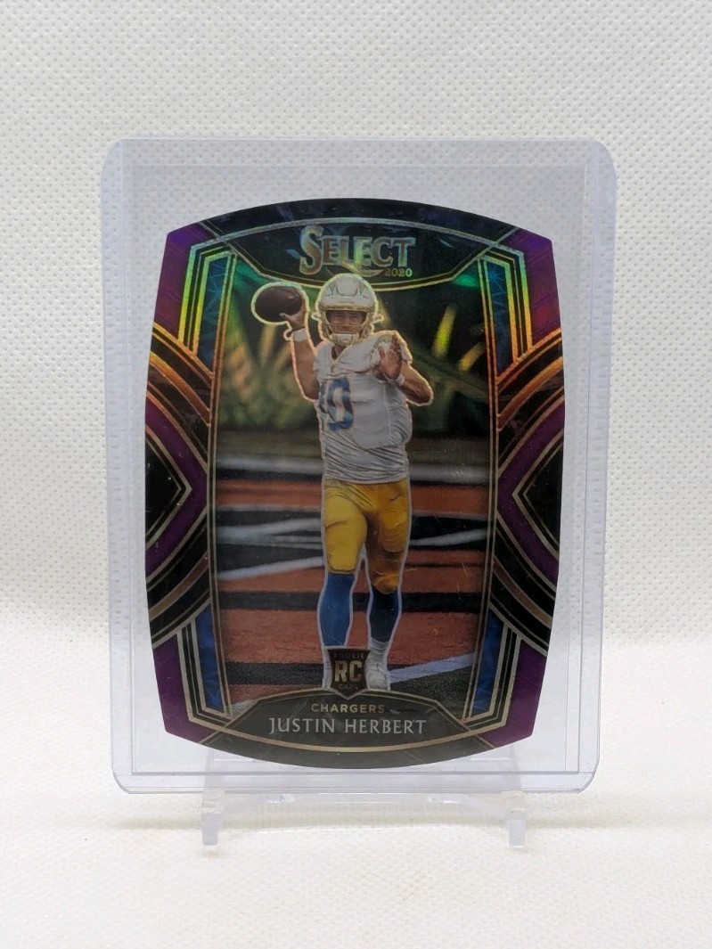 2020 Panini Select Purple Prizm Die-Cut #244 Club Level - Justin Herbert
