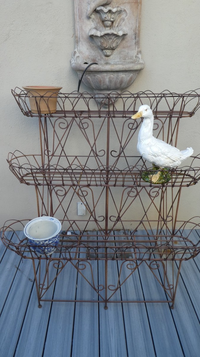 Antique Victorian Wrought Iron Garden Plant Stand - 3 shelfs | eBay