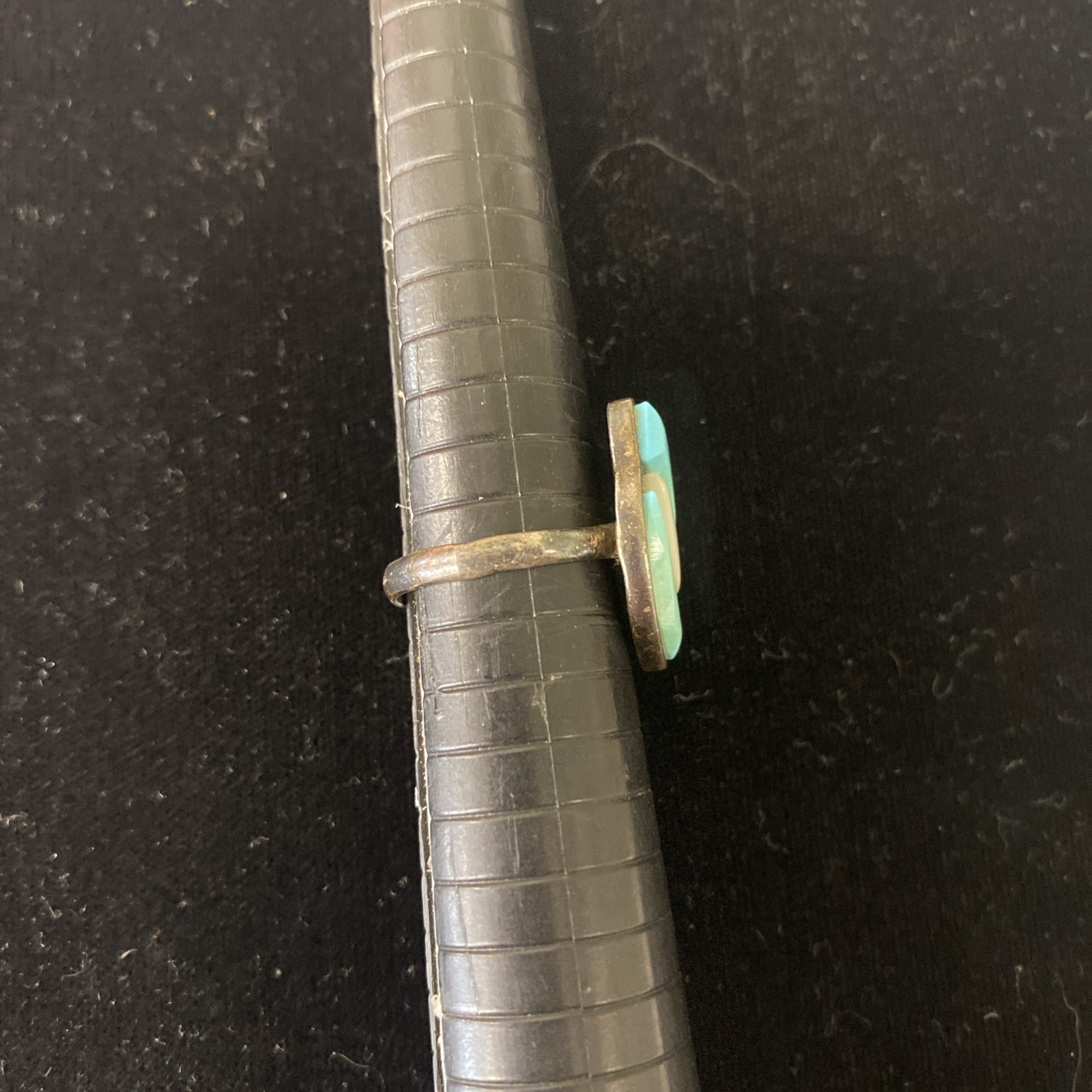 Old Native Solid Back Sterling Silver Turquoise A… - image 2