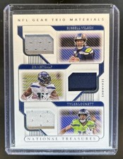 2020 National Treasures DK Metcalf Russell Wilson Tyler Lockett Trio Jersey #/99