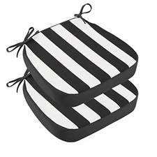  Outdoor Chair Cushions Set of 17" x 17" x 3" 17 x 17 x 3 Inch 2 Black Stripes