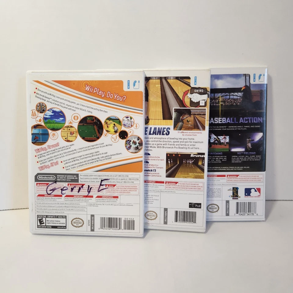 Wii Sports Game Lot Of 3 Bowling MLB Wii Sports Tested W Manuals - Image 2 of 4