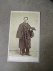 Antique Civil War CDV-Connecticut Soldier w/Greatcoat,Slouch Hat & Uniform Photo