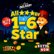 Monopoly Golden Blitz GO 1-6 Star Stickers | Cozy Comforts Album | Fast  |