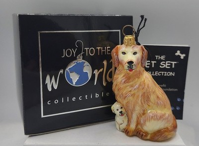Joy To The World Ornament Golden Retriever w/ Puppy The Pet Set New Box Poland 