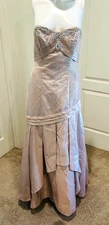 CAMILLE LA VIE evening gown strapless blush pink rhinestones beads sequins sz 8P