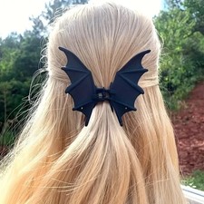 1pc Gothic Bat Hair Clip Matte Black Punk Halloween Animal Hairpin Women Party