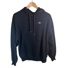 Alo Yoga Accolade Hoodie Women Med Black Fleece Pullover Athleisure Streetwear