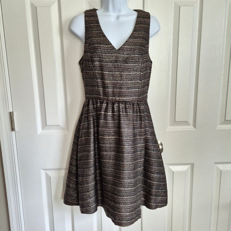 Vestido Anthropologie Moulinette Soeurs Glissade negro tweed metálico talla 6 Foto 2 de 4