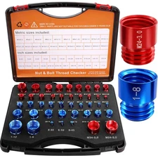 44 Pcs Thread Gauge SAE and MetricNut and Bolt Thread Screw Checker Tool SetU...
