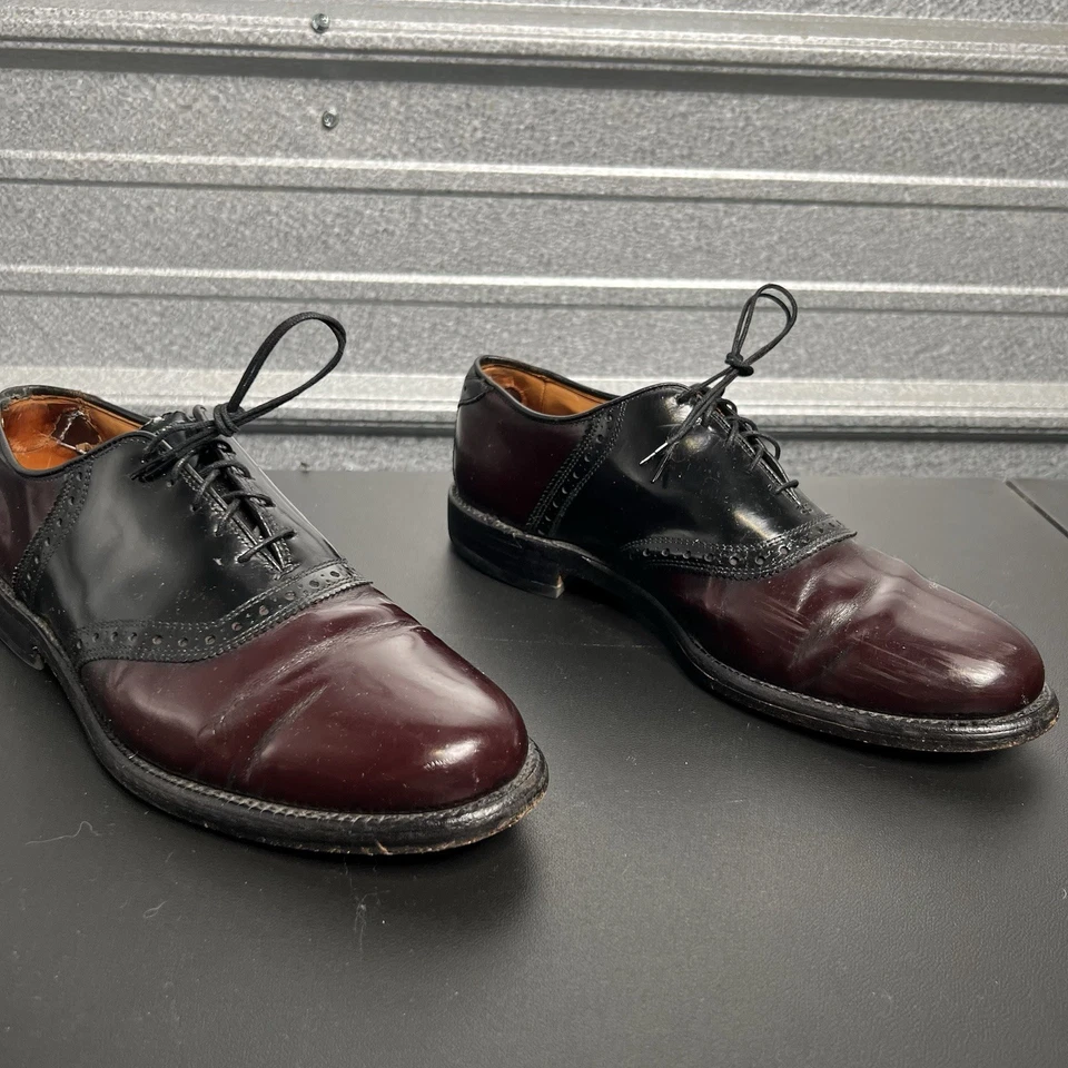 Oxford Allen Edmonds Shelton Borgoña Negro 2 Tonos Cuero Con Cordones Para Hombres 9 D 8222 Foto 2 de 4