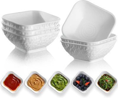 Dip Bowls Set 6Pcs 6Oz, White Plastic Dipping Bowls Soy Sauce Plate for Side Dis