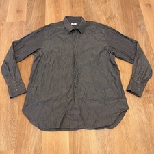 Brioni Charcoal Gray Long-Sleeve Dress Shirt 44/17.5 Classic Quiet Luxury Italy