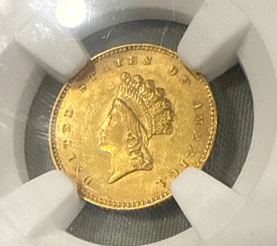 1854 Gold Dollars Indian Princess Head, Type 2 Small Head NGC MS 61 - Image 2 of 4